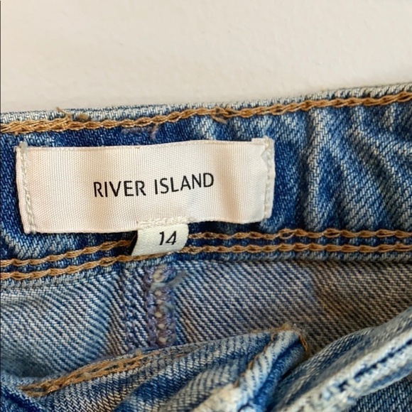 ASOS River island distressed denim skirt SZ 14 - Picture 6 of 7